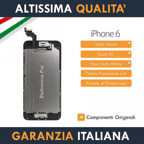 Apple iPhone 6 - A1589 Display Completo - Tasto Home - Fotocamera - Sensori Nero